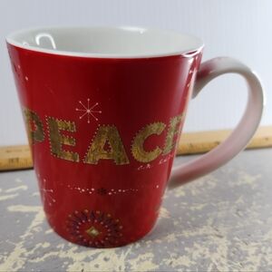 Starbucks Mug Cup Christmas Peace Holiday Cheer Snowflakes Size 14oz 2006